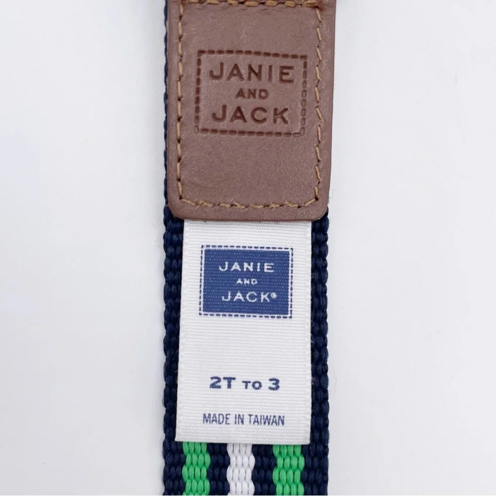 Janie and Jack Boys Courtside Prep Striped Belt in Spearmint Stripe Size 2T to 3